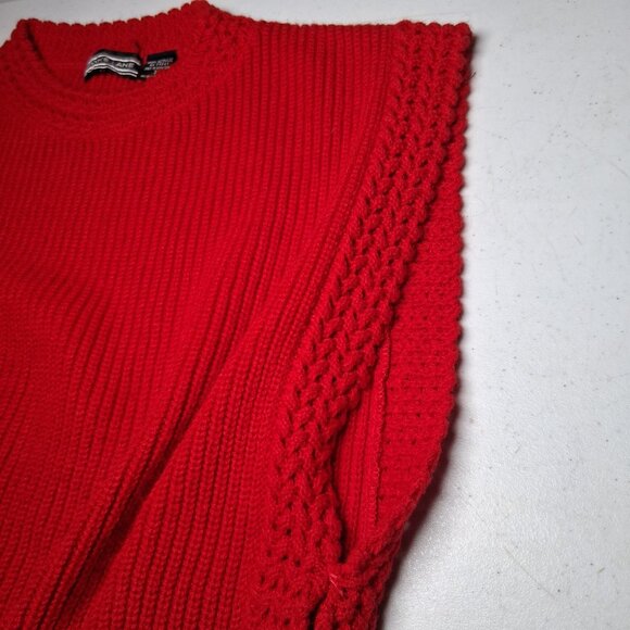 Vintage 1980s Winks Lane Sweater Vest Women Size 38 Red Ribbed Knit Retro - Picture 11 of 11